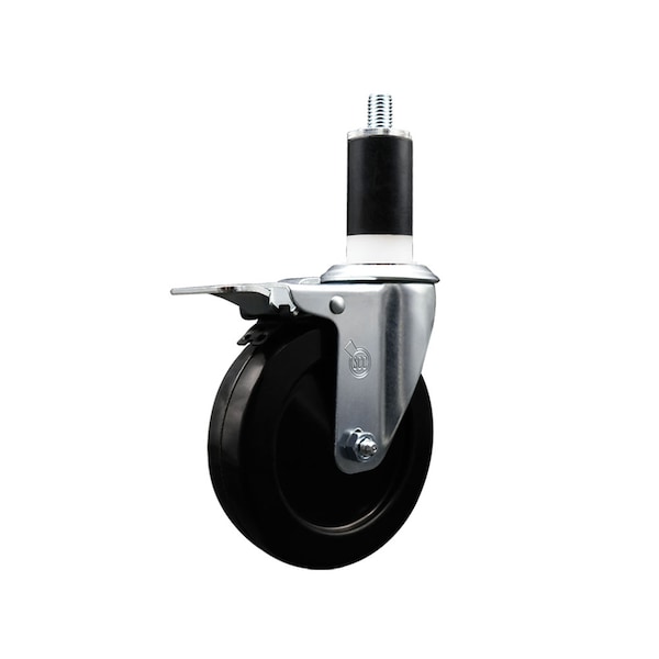 5'' SS Hard Rubber Swivel 1-3/8'' Expand Stem Caster Total Lock Brake